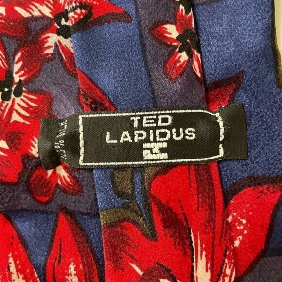 Vintage Ted Lapidus Hawaiian print silk Neck Tie - Picture 4 of 4